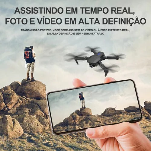 🚀Drone E99 Pro com Controle Remoto e Câmera HD + Hélices extras