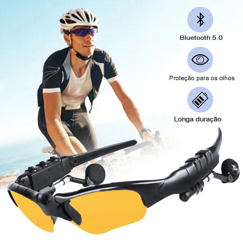 Óculos de Sol  com Fones de Ouvido Estéreo, Microfone Integrado - para Direção, Ciclismo e Esportes – Headset com Redução de Ruído